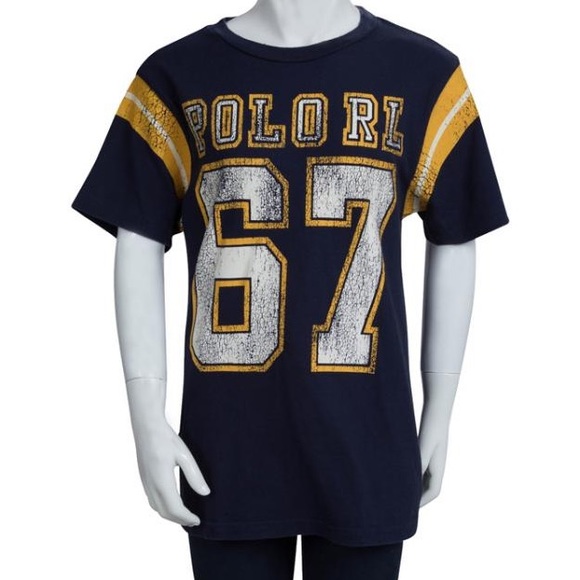 NWT Polo By Ralph Lauren Navy Blue Printed Crew Neck T-Shirt - Picture 1 of 5